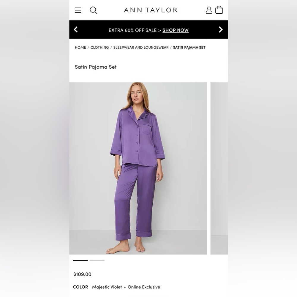 Ann Taylor satin pajamas